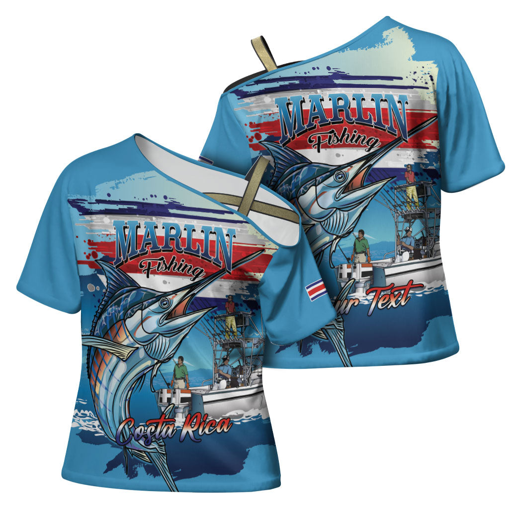 Personalized Costa Rica Blue Marlin Fishing Cross Shoulder Shirt 2026 Season