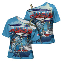 Personalized Costa Rica Blue Marlin Fishing Cross Shoulder Shirt 2026 Season