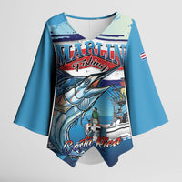 Personalized Costa Rica Blue Marlin Fishing Kimono Sleeve Blouse 2026 Season
