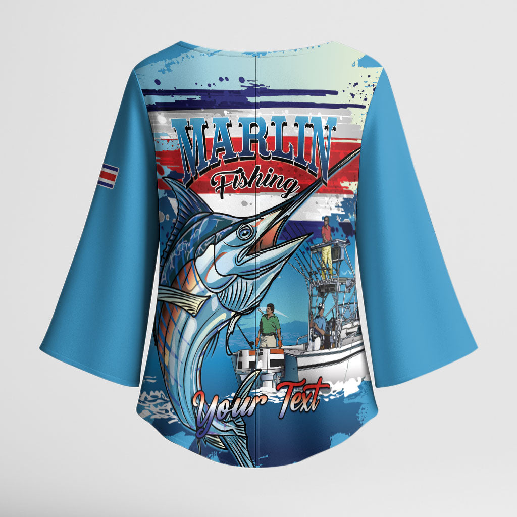 Personalized Costa Rica Blue Marlin Fishing Kimono Sleeve Blouse 2026 Season