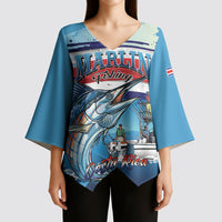 Personalized Costa Rica Blue Marlin Fishing Kimono Sleeve Blouse 2026 Season