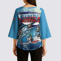 Personalized Costa Rica Blue Marlin Fishing Kimono Sleeve Blouse 2026 Season