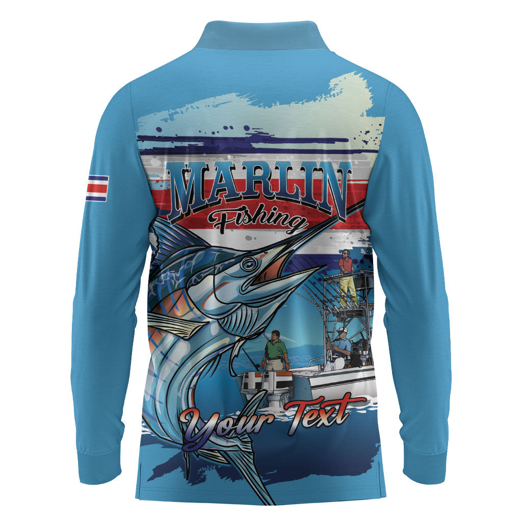 Personalized Costa Rica Blue Marlin Fishing Long Sleeve Polo Shirt 2026 Season