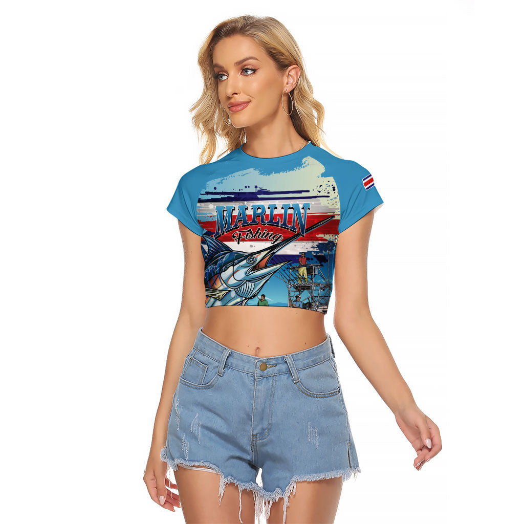 Personalized Costa Rica Blue Marlin Fishing Raglan Cropped T Shirt 2026 Season