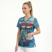 Personalized Costa Rica Blue Marlin Fishing Scrub Top 2026 Season