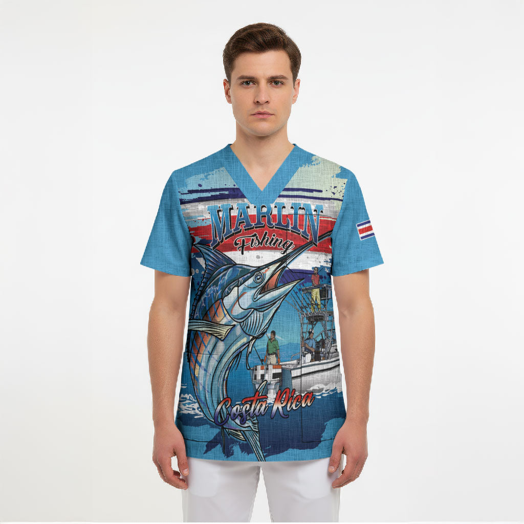 Personalized Costa Rica Blue Marlin Fishing Scrub Top 2026 Season