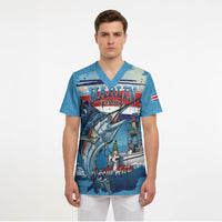 Personalized Costa Rica Blue Marlin Fishing Scrub Top 2026 Season