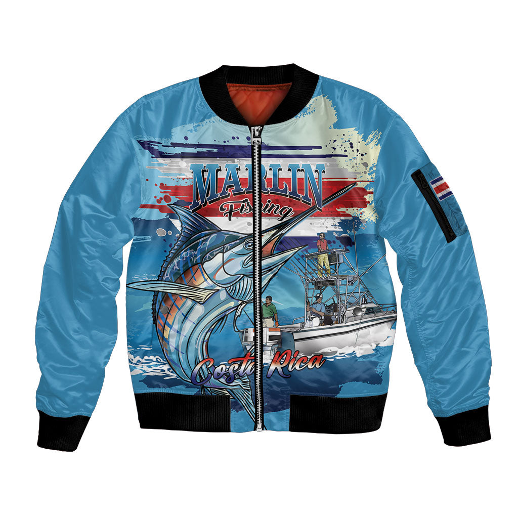 Personalized Costa Rica Blue Marlin Fishing Sleeve Zip Bomber Jacket 2026 Season