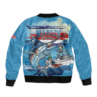 Personalized Costa Rica Blue Marlin Fishing Sleeve Zip Bomber Jacket 2026 Season