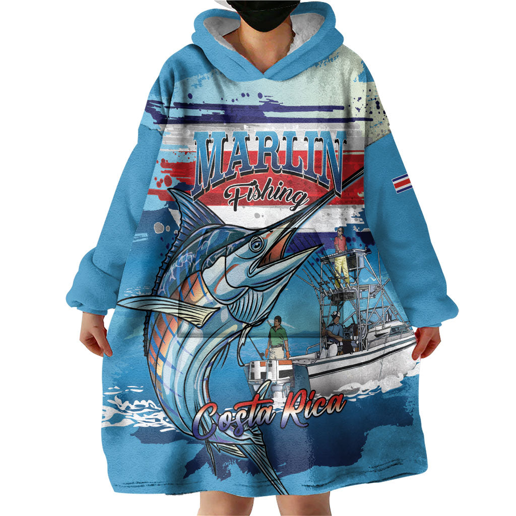 Personalized Costa Rica Blue Marlin Fishing Wearable Blanket Hoodie 2026 Season