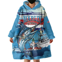 Personalized Costa Rica Blue Marlin Fishing Wearable Blanket Hoodie 2026 Season