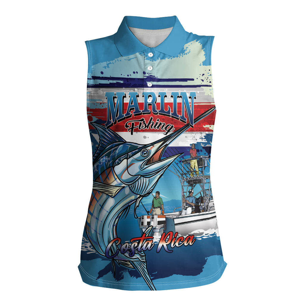 Personalized Costa Rica Blue Marlin Fishing Women Sleeveless Polo Shirt 2026 Season