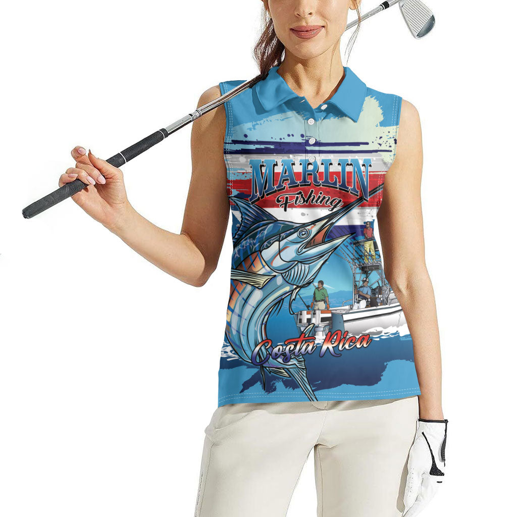 Personalized Costa Rica Blue Marlin Fishing Women Sleeveless Polo Shirt 2026 Season