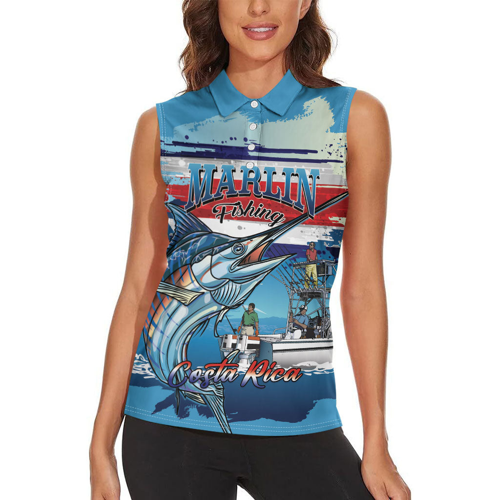 Personalized Costa Rica Blue Marlin Fishing Women Sleeveless Polo Shirt 2026 Season