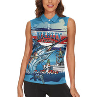 Personalized Costa Rica Blue Marlin Fishing Women Sleeveless Polo Shirt 2026 Season