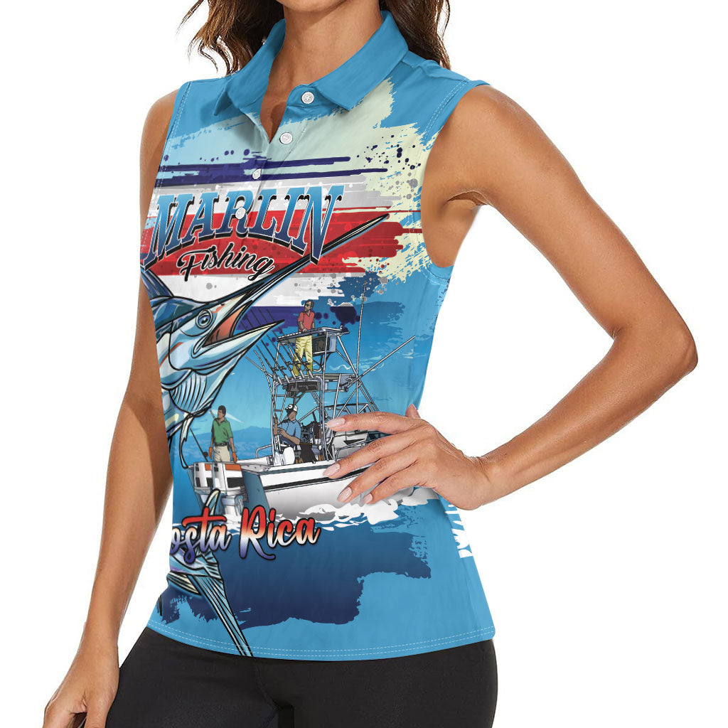 Personalized Costa Rica Blue Marlin Fishing Women Sleeveless Polo Shirt 2026 Season
