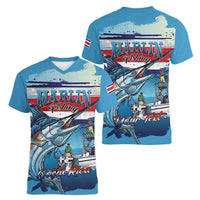 Personalized Costa Rica Blue Marlin Fishing Women V-Neck T-Shirt 2026 Season
