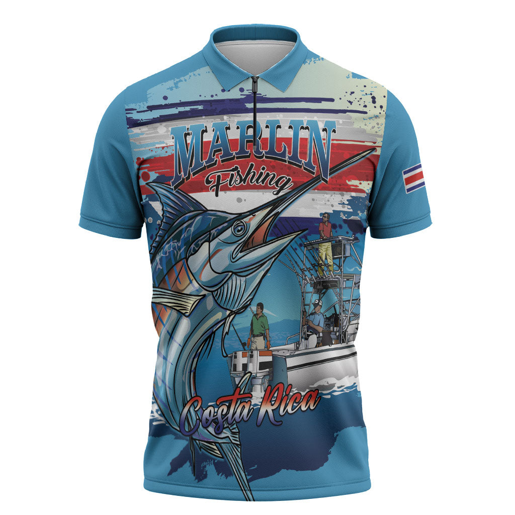 Personalized Costa Rica Blue Marlin Fishing Zipper Polo Shirt 2026 Season
