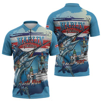 Personalized Costa Rica Blue Marlin Fishing Zipper Polo Shirt 2026 Season