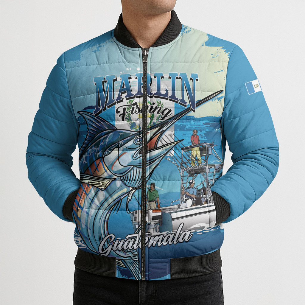 Personalized Guatemala Blue Marlin Fishing Bomber Puffer Jacket 2026 Season