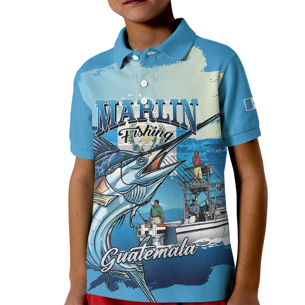 Personalized Guatemala Blue Marlin Fishing Kid Polo Shirt 2026 Season