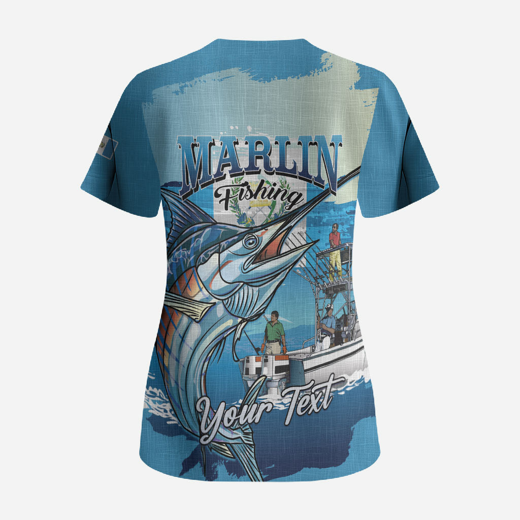 Personalized Guatemala Blue Marlin Fishing Scrub Top 2026 Season