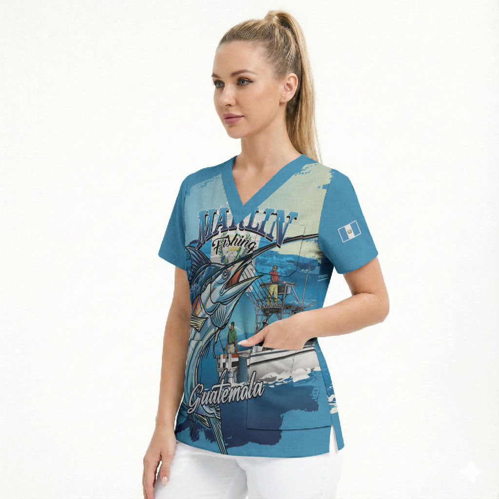 Personalized Guatemala Blue Marlin Fishing Scrub Top 2026 Season