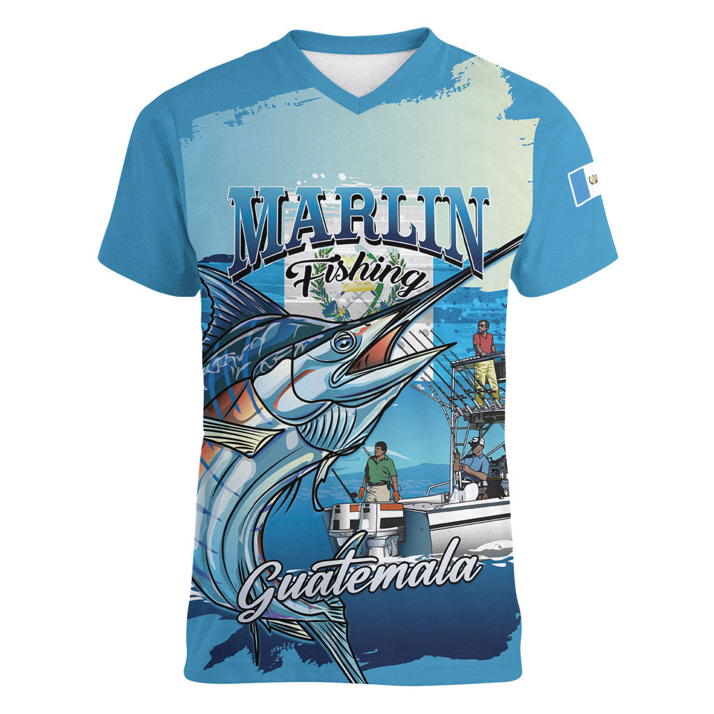 Personalized Guatemala Blue Marlin Fishing Women V-Neck T-Shirt 2026 Season