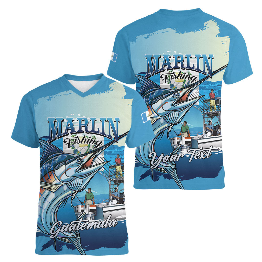 Personalized Guatemala Blue Marlin Fishing Women V-Neck T-Shirt 2026 Season