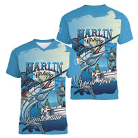 Personalized Guatemala Blue Marlin Fishing Women V-Neck T-Shirt 2026 Season