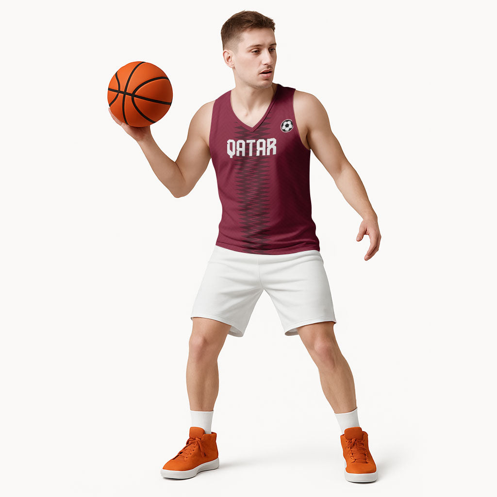 Custom Qatar 2026 World Football Basketball Jersey Maroon Version
