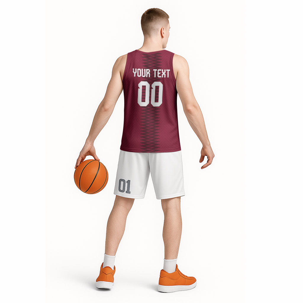 Custom Qatar 2026 World Football Basketball Jersey Maroon Version