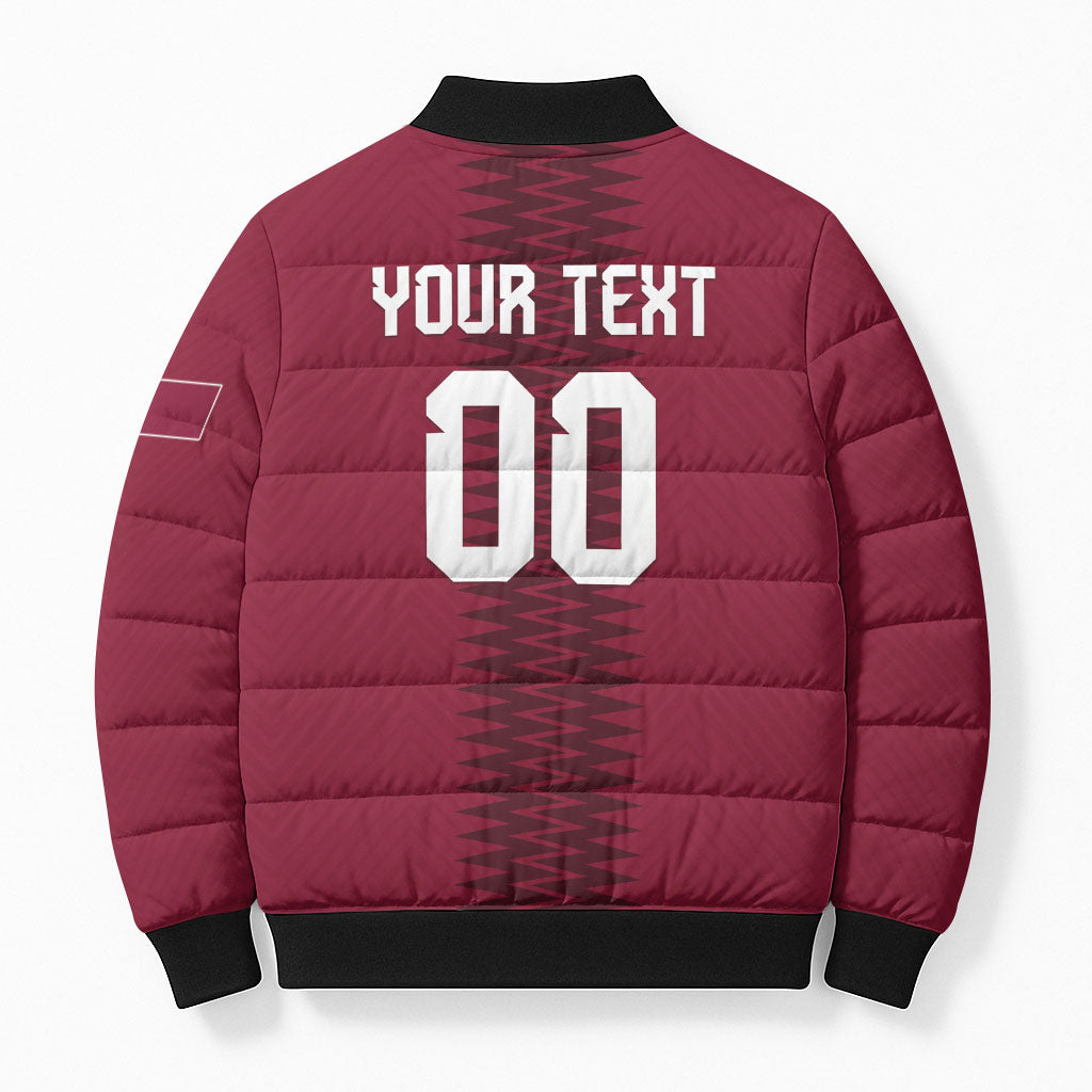 Custom Qatar 2026 World Football Bomber Puffer Jacket Maroon Version