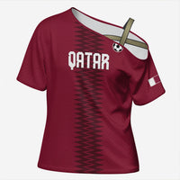 Custom Qatar 2026 World Football Cross Shoulder Shirt Maroon Version