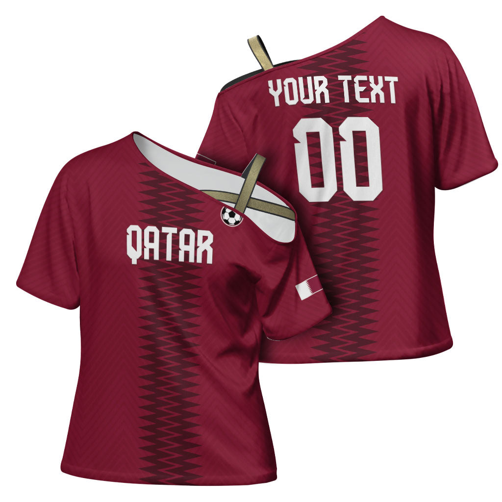 Custom Qatar 2026 World Football Cross Shoulder Shirt Maroon Version