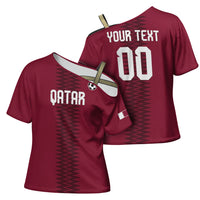 Custom Qatar 2026 World Football Cross Shoulder Shirt Maroon Version