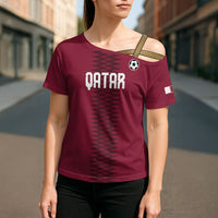 Custom Qatar 2026 World Football Cross Shoulder Shirt Maroon Version