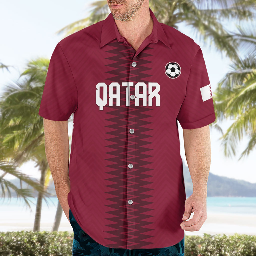 Custom Qatar 2026 World Football Hawaiian Shirt Maroon Version
