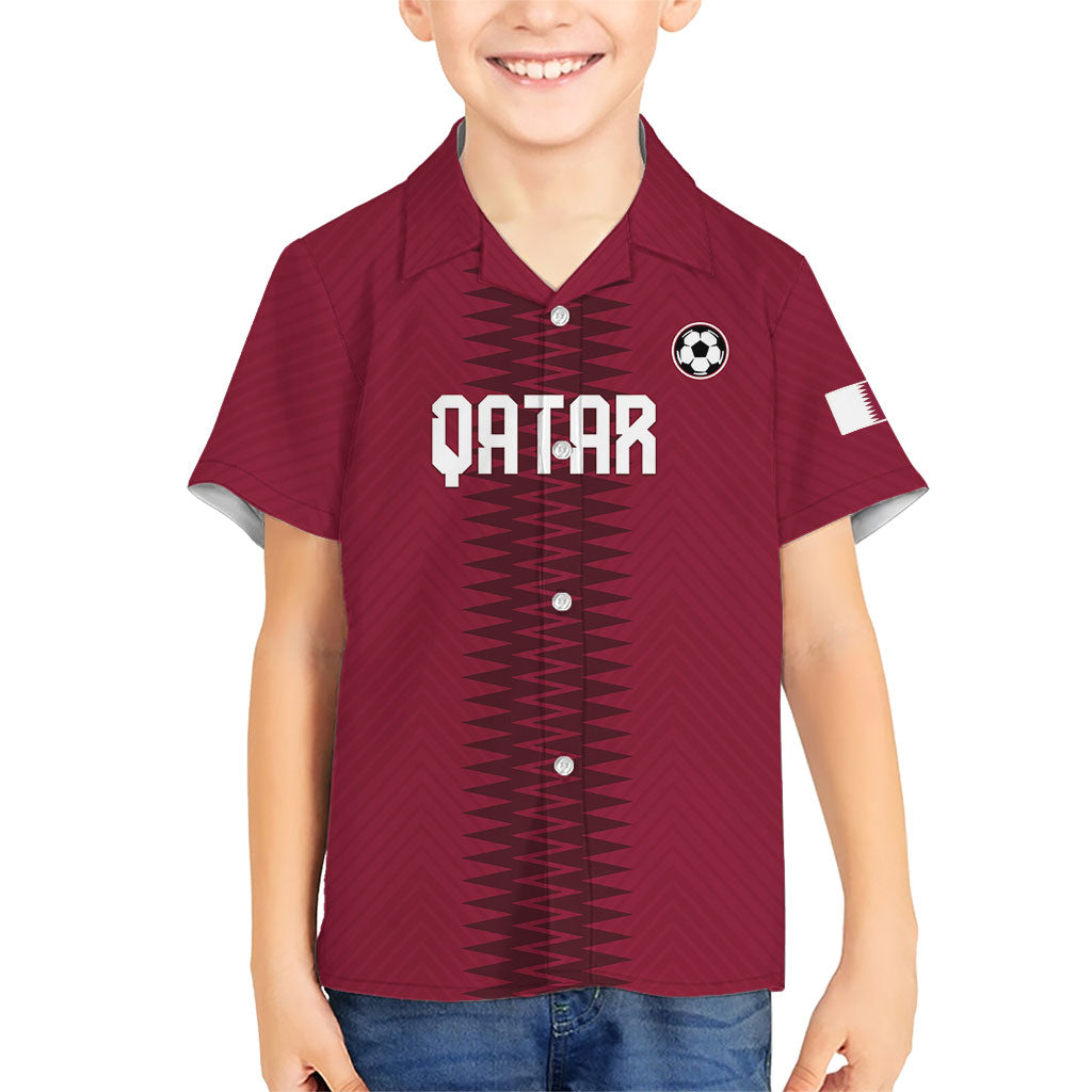 Custom Qatar 2026 World Football Kid Hawaiian Shirt Maroon Version