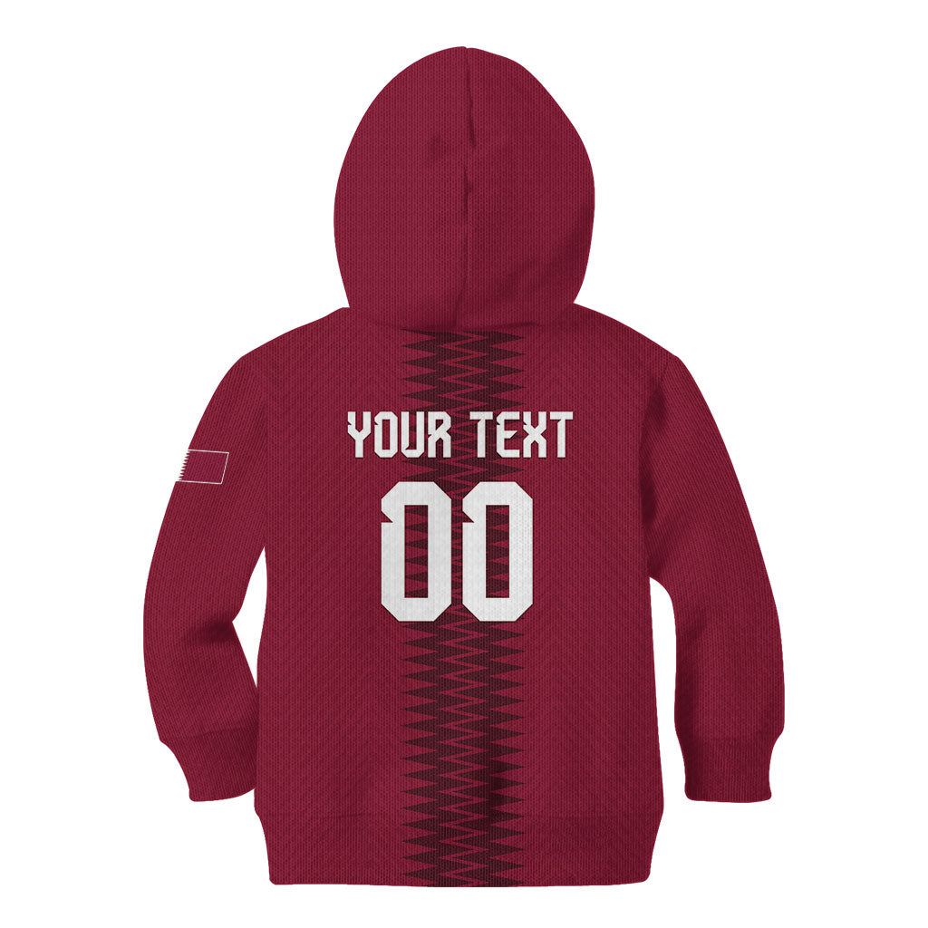 Custom Qatar 2026 World Football Kid Hoodie Maroon Version