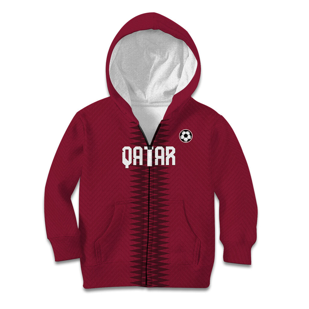 Custom Qatar 2026 World Football Kid Hoodie Maroon Version