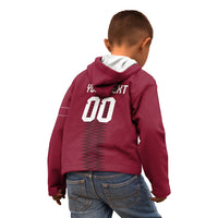 Custom Qatar 2026 World Football Kid Hoodie Maroon Version