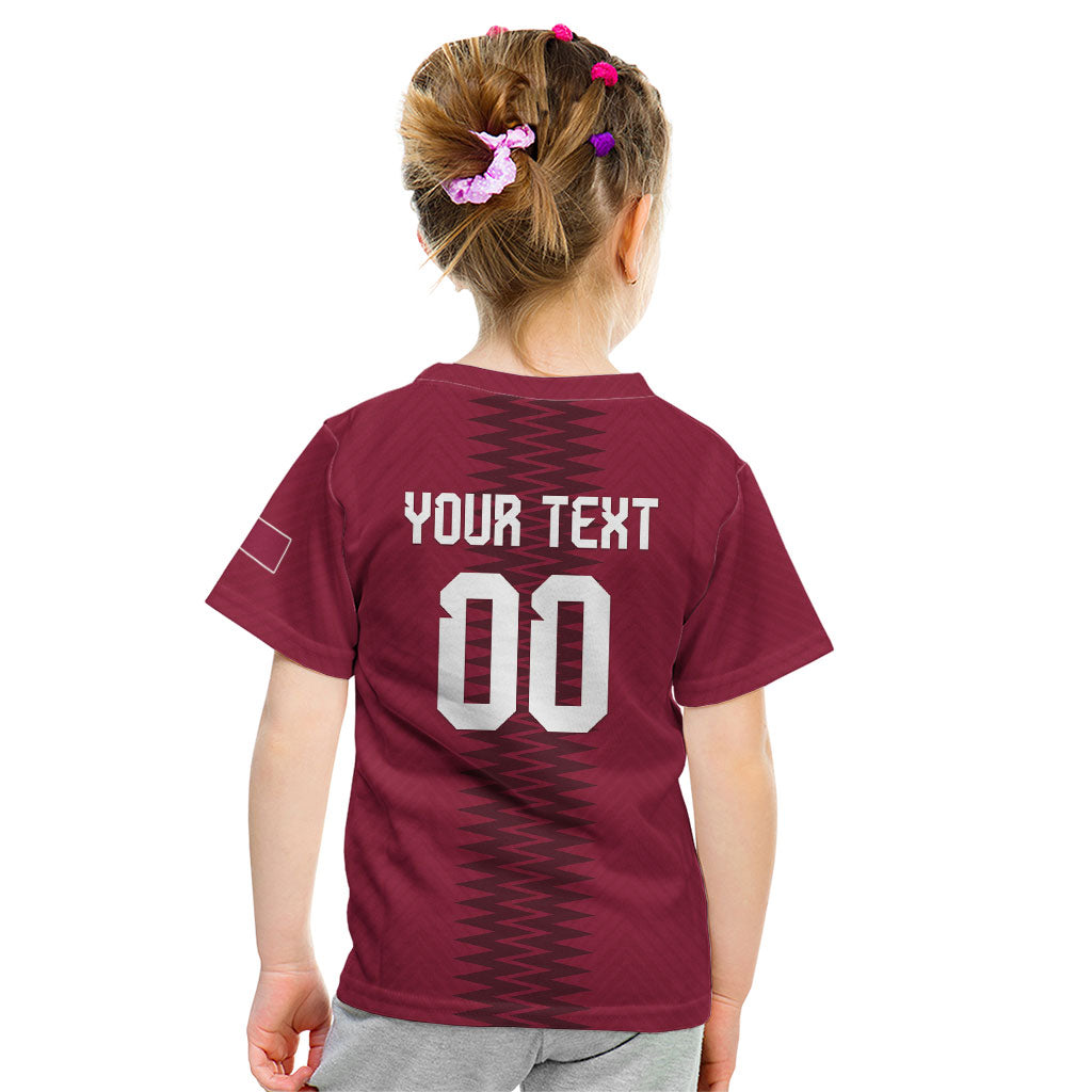 Custom Qatar 2026 World Football Kid T Shirt Maroon Version