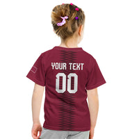 Custom Qatar 2026 World Football Kid T Shirt Maroon Version