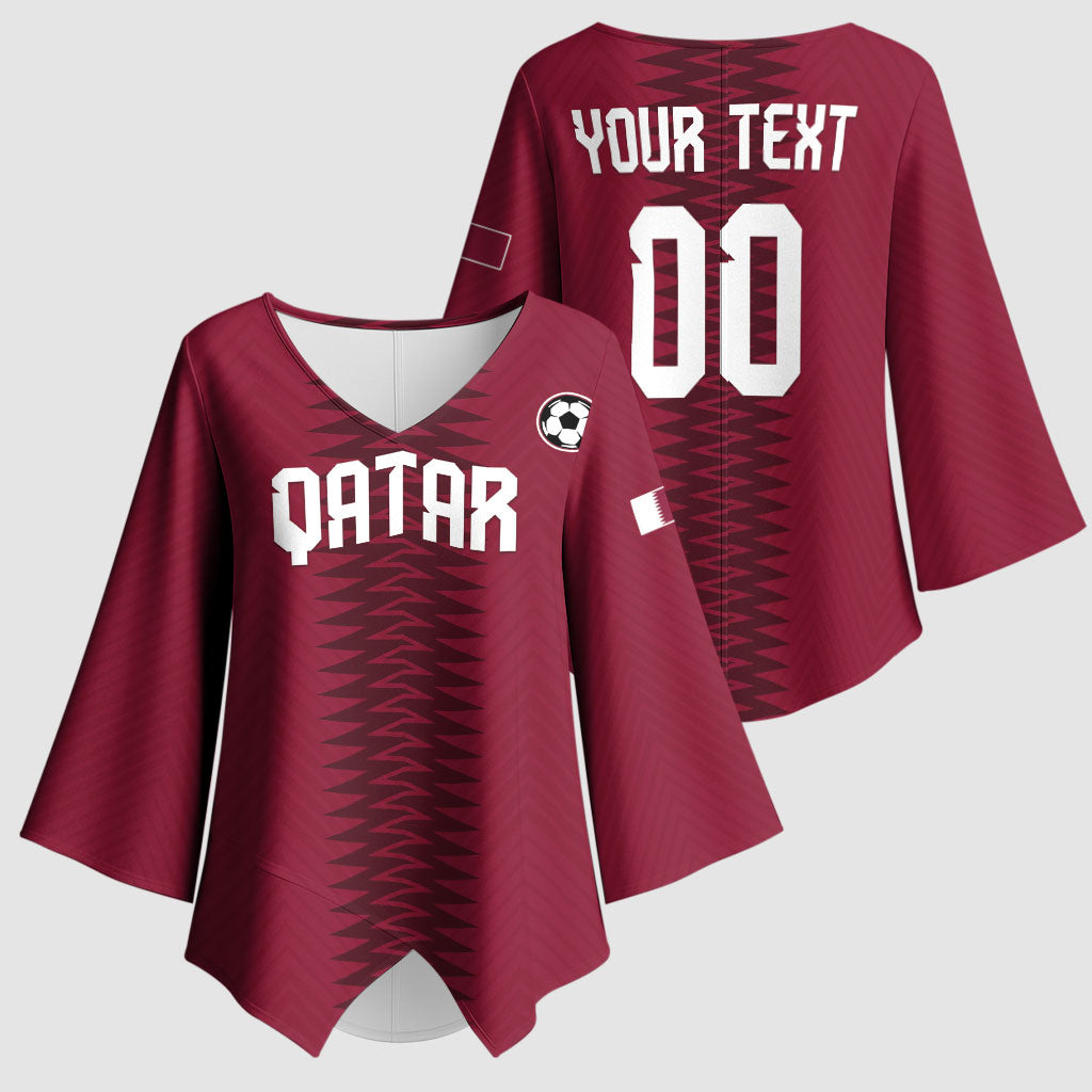 Custom Qatar 2026 World Football Kimono Sleeve Blouse Maroon Version