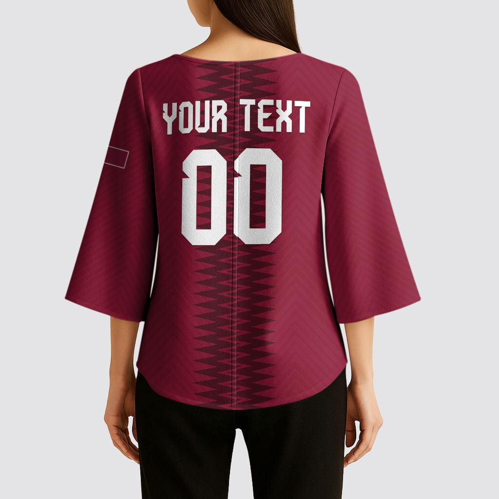 Custom Qatar 2026 World Football Kimono Sleeve Blouse Maroon Version