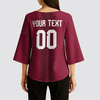 Custom Qatar 2026 World Football Kimono Sleeve Blouse Maroon Version