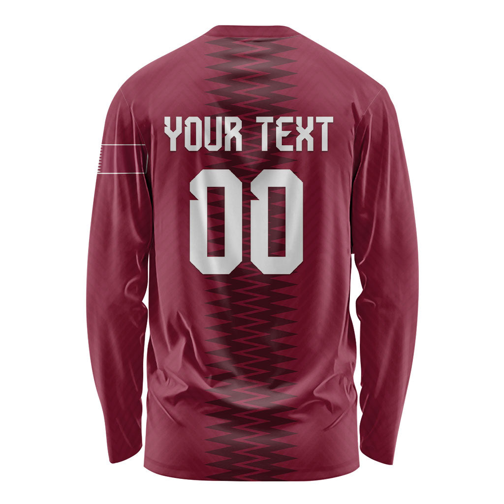 Custom Qatar 2026 World Football Long Sleeve Shirt Maroon Version