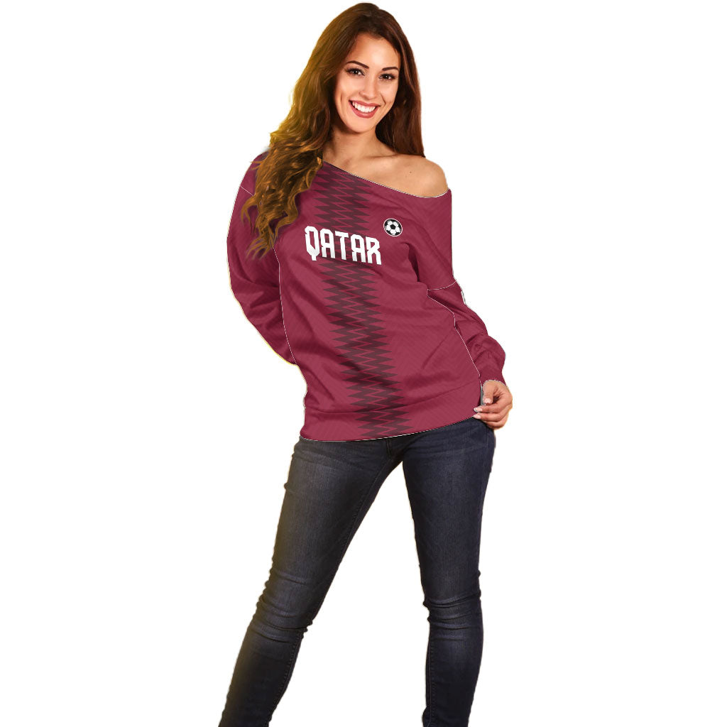 Custom Qatar 2026 World Football Off Shoulder Sweater Maroon Version
