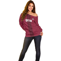 Custom Qatar 2026 World Football Off Shoulder Sweater Maroon Version
